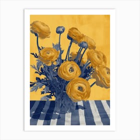Ranunculus Flowers On A Table   Contemporary Illustration 1 Art Print
