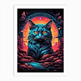 Psychedelic Cat 7 Art Print