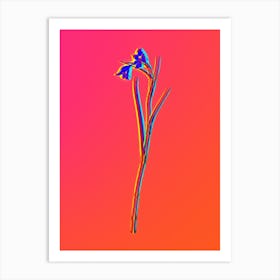 Neon Blue Pipe Botanical in Hot Pink and Electric Blue n.0331 Art Print