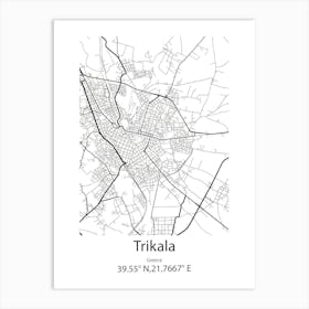 Trikala,Greece Minimalist Map Art Print