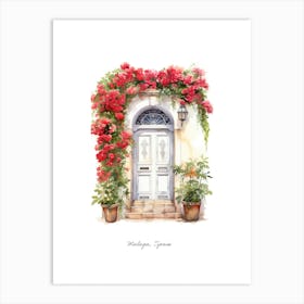 Malaga, Spain   Mediterranean Doors Watercolour Painting 3 Poster Art Print