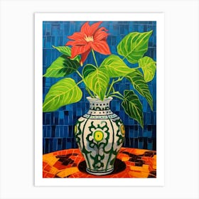 Flowers In A Vase Still Life Painting Poinsettia 4 Art Print