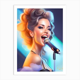 Portrait Of A Woman Singing Art Print