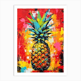 Graffiti Groove: Pineapple in Basquiat Style Art Print