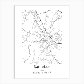 Samobor,Croatia Minimalist Map Art Print