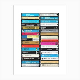 The Beatles - Music Poster - Singes & Albums Cassette Print Art Print