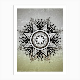 Abstract Flower Pattern, mandala, gothic, geometric design, textured, background, gold, yellow , grey, style Art Print