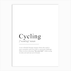 Cycling Definition Poster - Dictionary Art Print