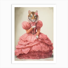 Tiger Illustrations Wearing A Ball Gown 1 Art Print