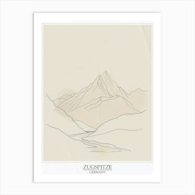 Zugspitze Germany Color Line Drawing Drawing 4 Poster Art Print