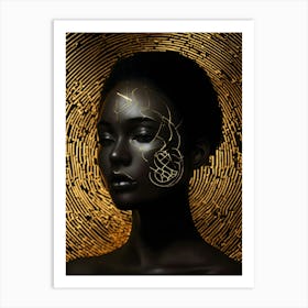 Black Woman With Gold Face Painting Art Print