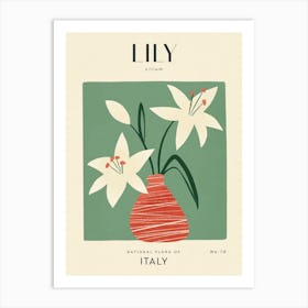 Vintage Green and White Lily Flower of Italy Art Print