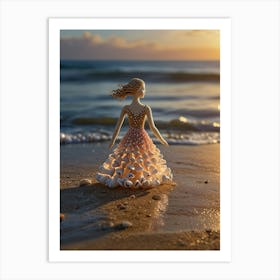 Seashell Girl On The Beach Art Print