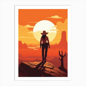 Sunset Cowgirl Art Print