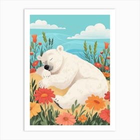 Polar Bear Relaxing In A Hot Spring Storybook Illustration 4 Art Print