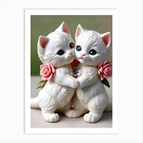 Two White Kittens Art Print