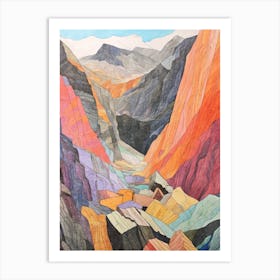 Glyder Fawr Wales 2 Colourful Mountain Illustration Art Print