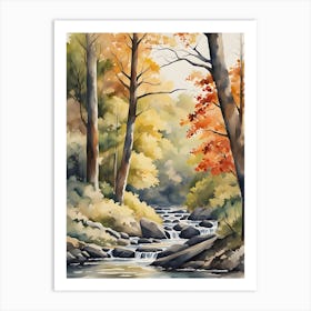 Watercolor Of A Stream 1 Art Print