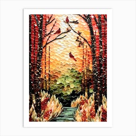 Cardinals in the Woods Art Print