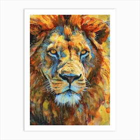 Transvaal Lion Portrait Close Up Fauvist Painting 1 Art Print