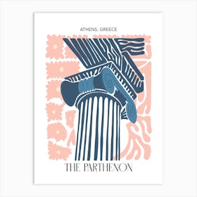The Parthenon   Athens, Greece, Travel Poster In Cute Illustration Art Print
