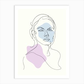 Portrait Of A Woman Hand Drawing Line Art Art Print