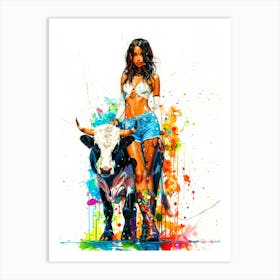 Pet Bull Model 3 - Cowgirl Love Art Print