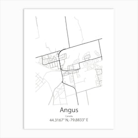 Angus,Canada Minimalist Map Art Print