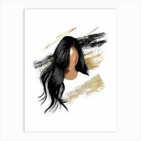 Portrait Of A Woman With Long Hair Art Print