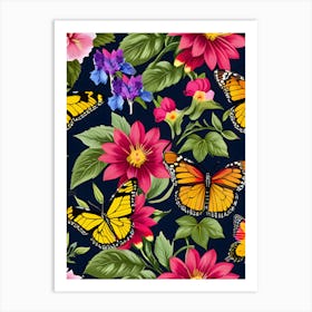 Seamless Pattern With Butterflies 10 Art Print