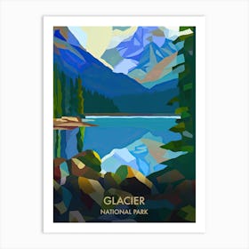 Glacier National Park Travel Poster Matisse Style 5 Art Print