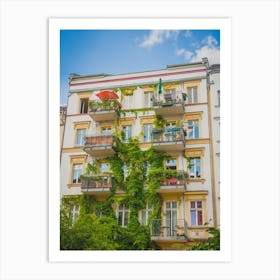 Apartment Building Covered With Green Ivy Plant In Berlin Art Print