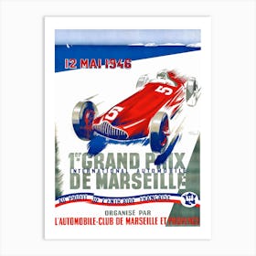1946 Marseille Grand Prix Racing Poster Art Print