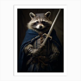 Vintage Portrait Of A Common Raccoon Dressed As A Knight 4 Art Print