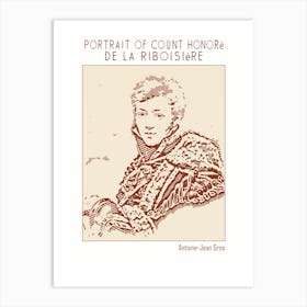 Line Art Minimalist – Portrait Of Count Honoré De La Riboisière – Classic Painting 1 Art Print