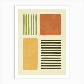 Minimalist Abstract Geometric Art – Retro Shapes and Lines Art Print