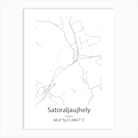 Satoraljaujhely,Hungary Minimalist Map Art Print