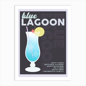 Grey Blue Lagoon Cocktail Art Print