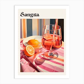 Sangria 3 Retro Cocktail Poster Art Print