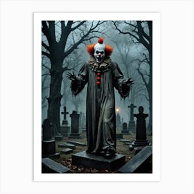 Clown of the Forgotten: Midnight in the Graveyard Art Print