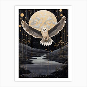 Barn Owl 3 Gold Detail Painting Art Print