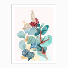 Ladybug On Eucalyptus Art Print