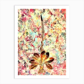 Impressionist Blazing Star Botanical Painting in Blush Pink and Gold Art Print