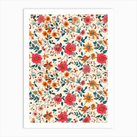 Petals Tango London Fabrics Floral Pattern 2 Art Print