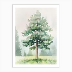 Hemlock Tree Atmospheric Watercolour Painting 3 Art Print