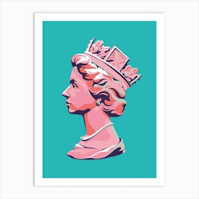 Queen Elizabeth Platinum Jubilee Teal Art Print