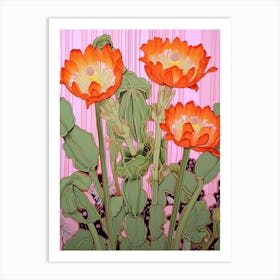 Mexican Style Cactus Illustration Echinocereus Cactus 1 Art Print