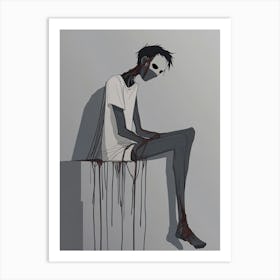 Man Sitting On A Wall Art Print