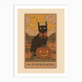 The Pumpkin King Cats Tarot Art Print