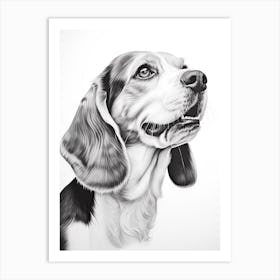 Beagle Dog, Line Drawing 2 Art Print